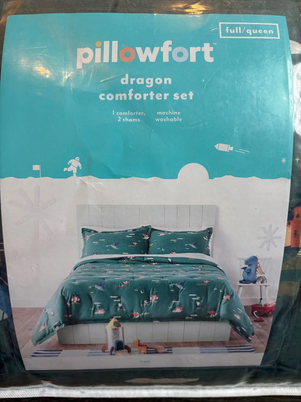 Pillowfort Dragon Comforter Set Full/Queen Forest Green NEW